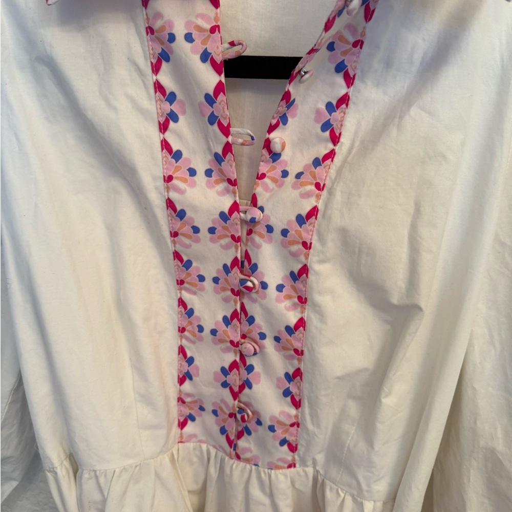 Hermoza Embroidered 100% Cotton Shirt Multi- Floral Cross Stitch Dress  S-Small - Picture 8 of 17